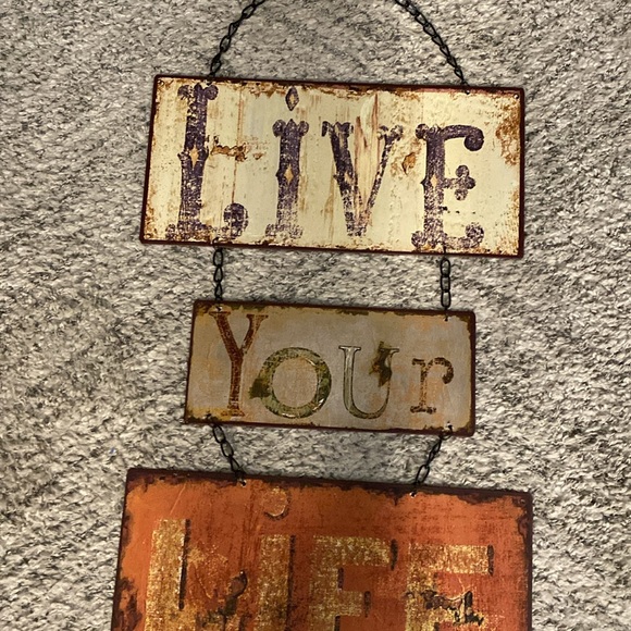 XL Metal Sign Wall Decor LIVE LIFE Anthropologie Crate & Barrel Pottery Barn 42” - Picture 2 of 12